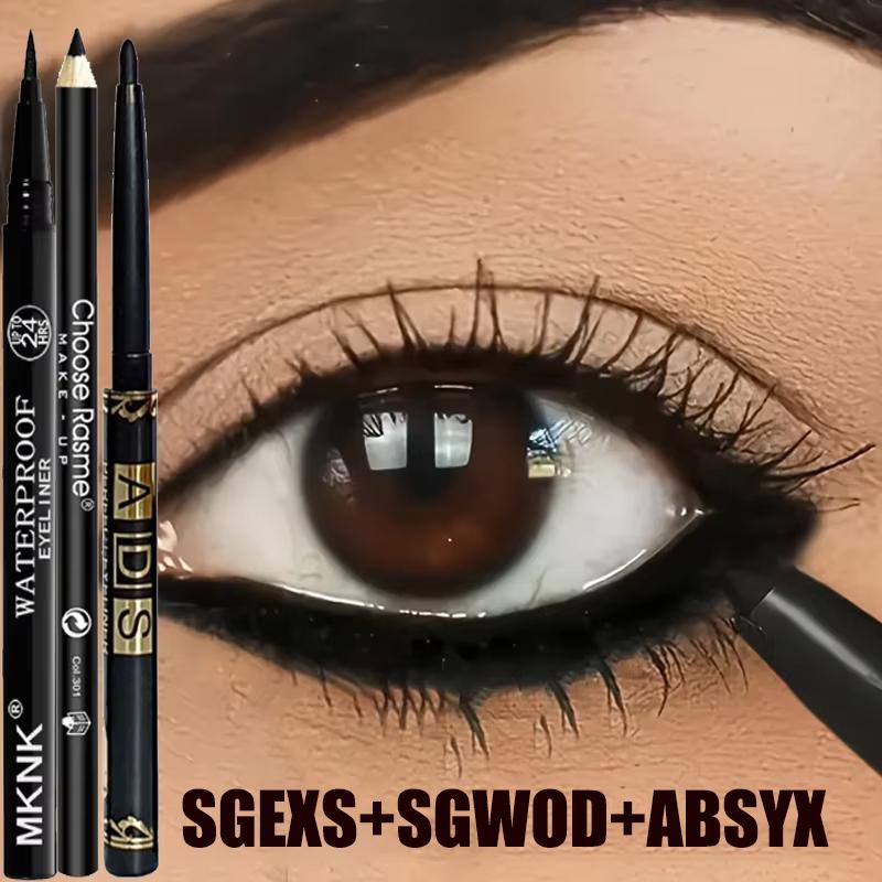 3 Adet Su Geçirmez ve Ter Geçirmez Siyah Eyeliner Kalemi - Uzun Süre Kalıcı Bulaşmaya Dayanıklı Cesur Göz Makyajı İçin, Mükemmel İçin Kolay Kaygan Formül