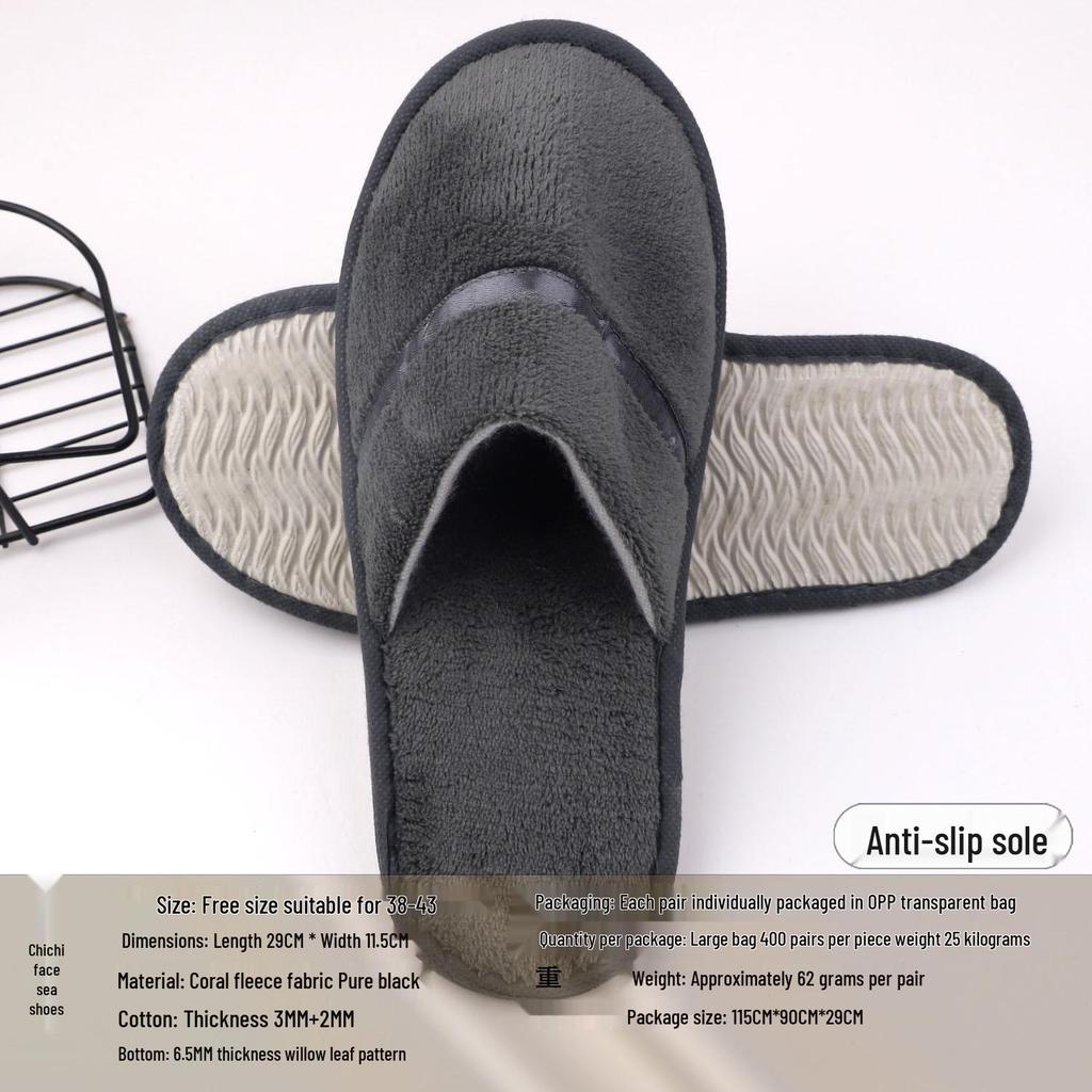 Portable Thick Cotton & Linen Disposable Slippers for Hotels, B&Bs, Guest Houses, and Travel