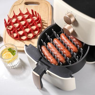 Yousheng Silikon Heißluftfritteuse Einlage mit Trennsteg Rund Hotdog Kochgestell Wiederverwendbarer Einsatz Hitzebeständiges Silikon Grillzubehör
