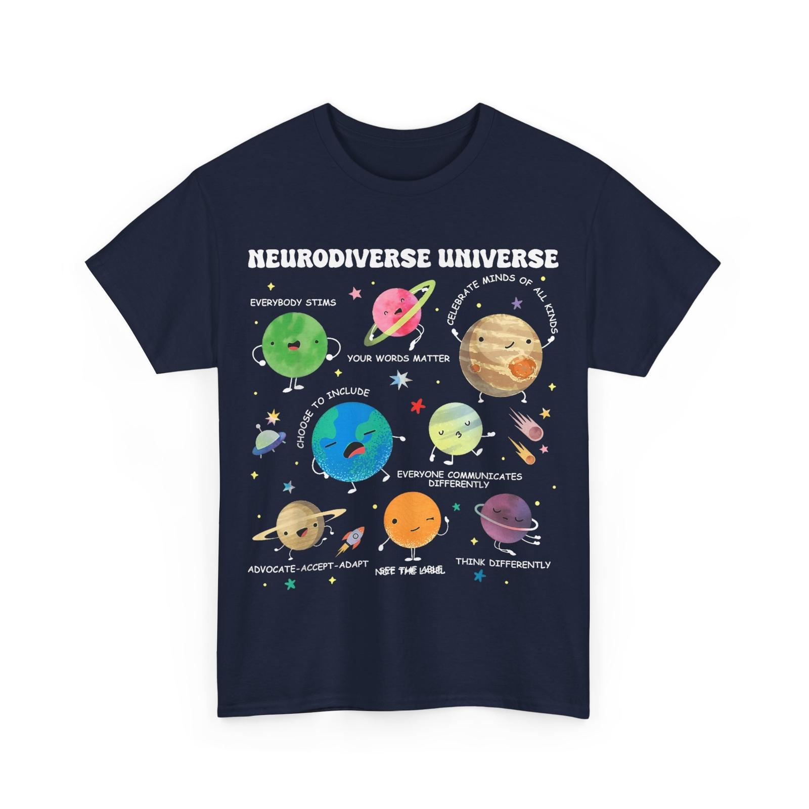 Neurodiverse Universe Planet Autism Awareness Support Squad T-Shirt M