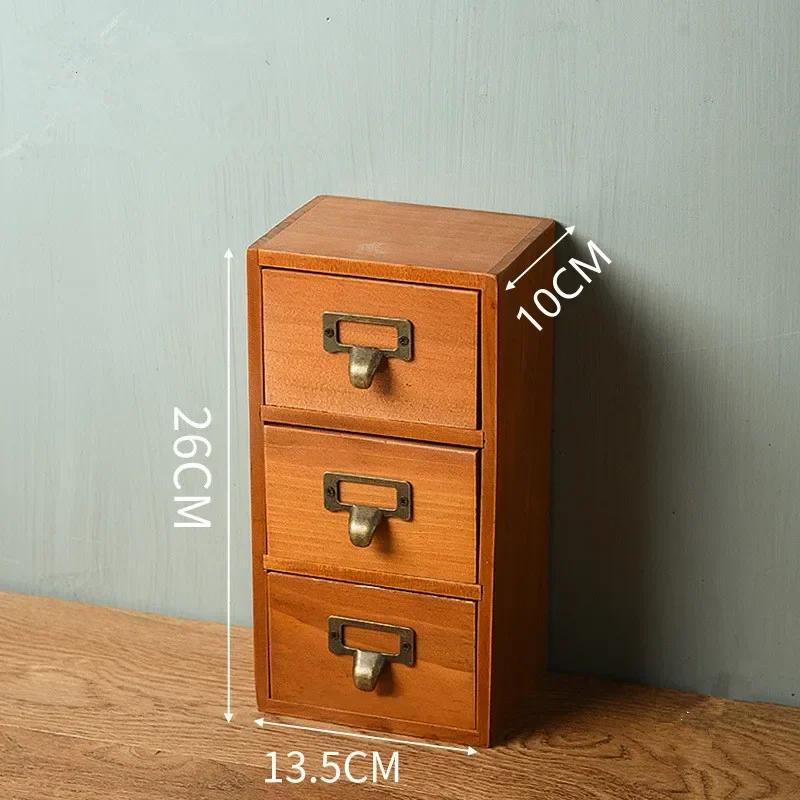 Винтажный многослойный шкафчик для хранения Деревянный ящик Шкафчик для хранения ящиков Настольные органайзеры для ящиков Органайзеры для ящиков для ювелирных изделий и аксессуаров коричневый