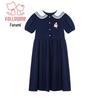 Girl's Summer School Style Navy Collar Dress