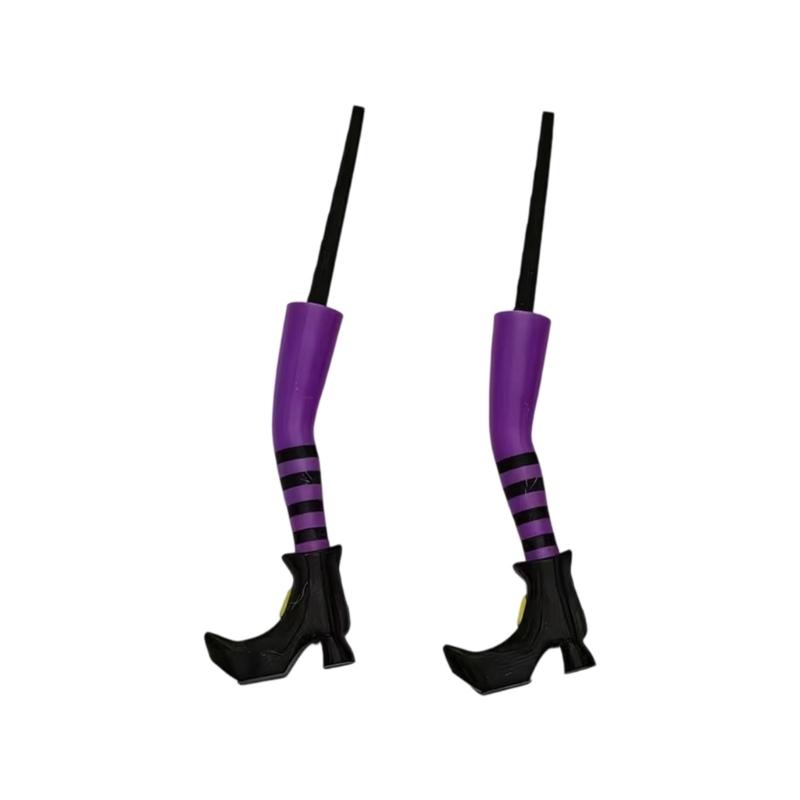Gestreifte Bein-Blumentopf-Akzente für Halloween, 1 Paar Einsteck-Accessoire mit Stiel zur Verwendung für Pflanzgefäße und Regal-Szenen