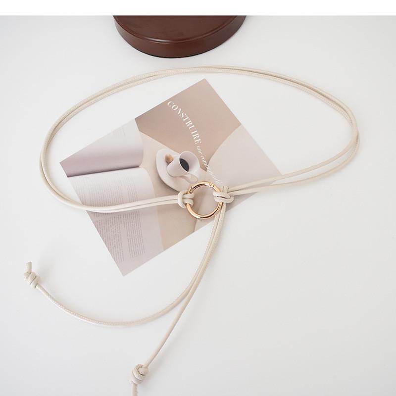 New Summer Women's Pu Leather Thin Belt For Dresses With Decorative Knot Design