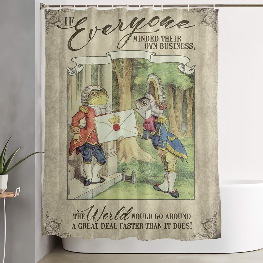 

Alice In Wonderland Party Decorations Backdrop Shower Curtain,Fantasy Landscape Mushroom Art,Cloth Fabric for Bathroom Set,Hooks W90xH180cm