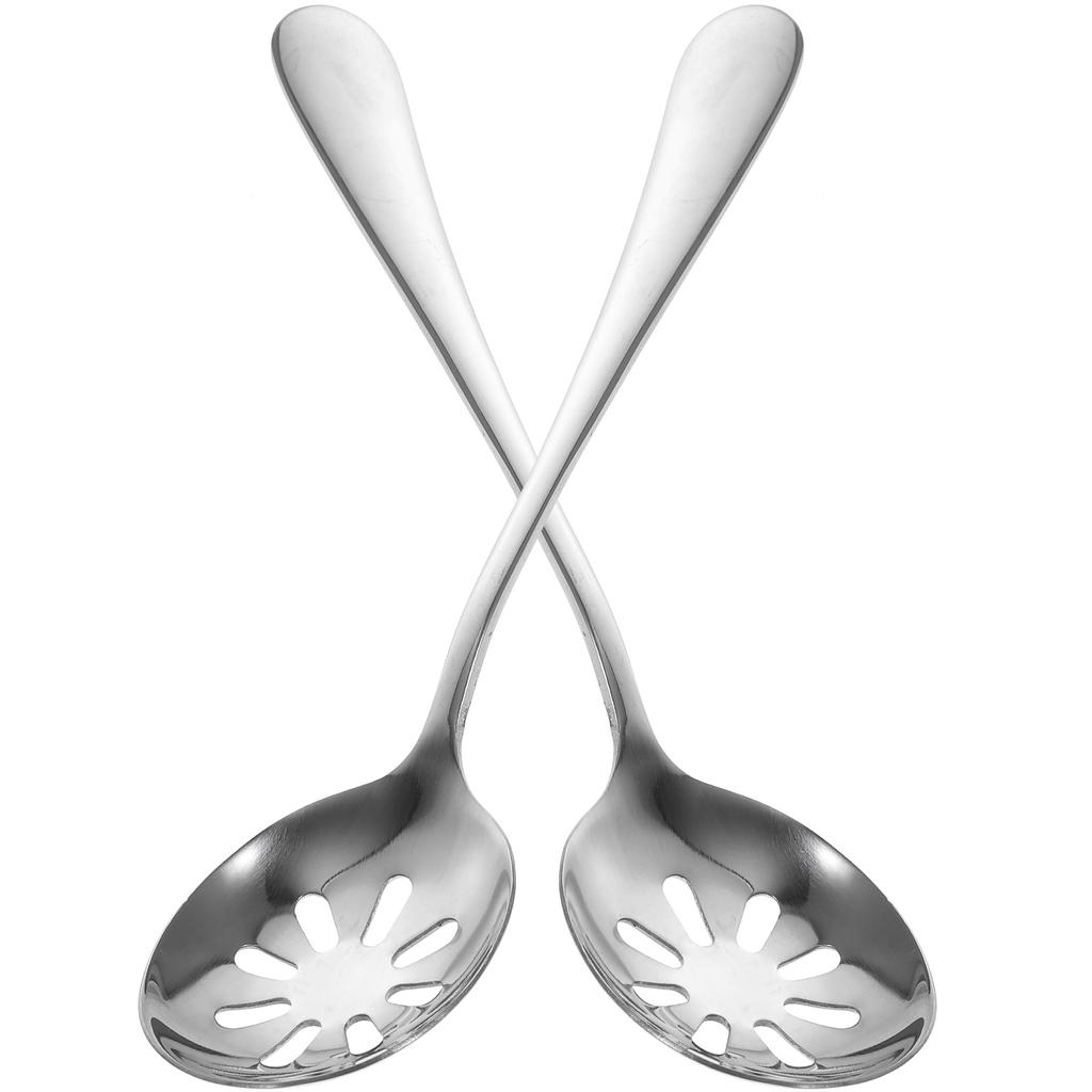 2pcs Stainless Steel Slotted Spoons for Cooking Serving Practical Household Utensils Perfect for Daily Use Parties