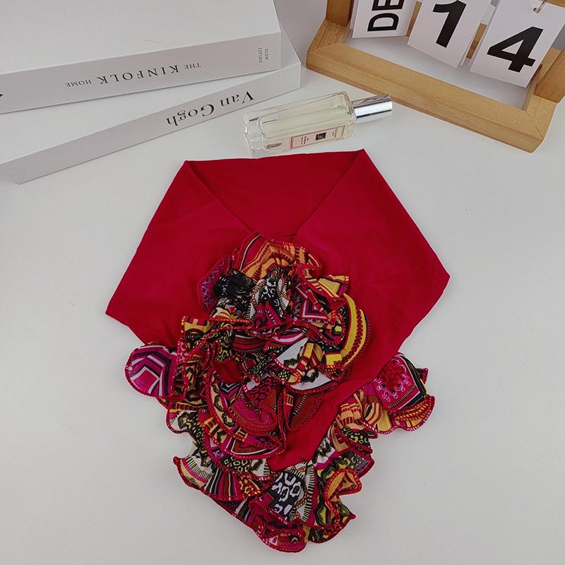 Korean Floral Chiffon Neck Guard False Collar Hedging Scarf Summer Women Ice Silk Protect Cervical Elastic Bib Headneck P51