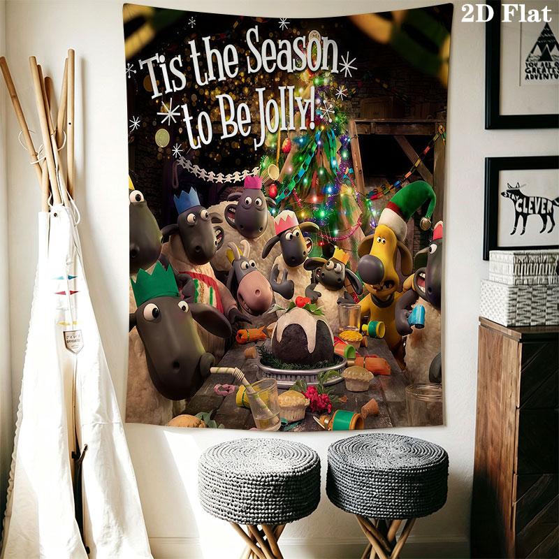 Shaun the Sheep Wall Hanging Printed Fabric Blanket Decorative Tapestries for Bedroom Living Room Home Decor