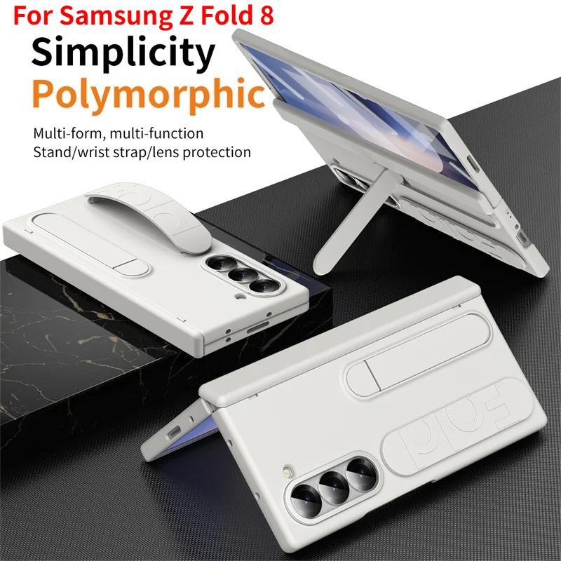 Pulseira Antiperda Business Suporte Oculto Capa Dobrável para Celular para Samsung Galaxy Z Fold 8 7 6 5 4 3 Proteção de Tela Capa Anti-queda