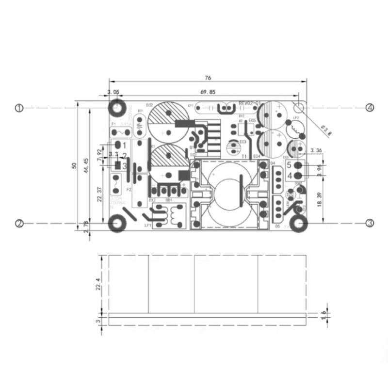 36W High Voltages Switching Power Supply Module 220V To 5V 12V 24V Multiple Output Design