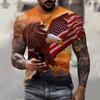 Summer Round Neck 3D American Flag Eagle Graphic Print Top Fashionable Casual Short Sleeved Men's T-shirts