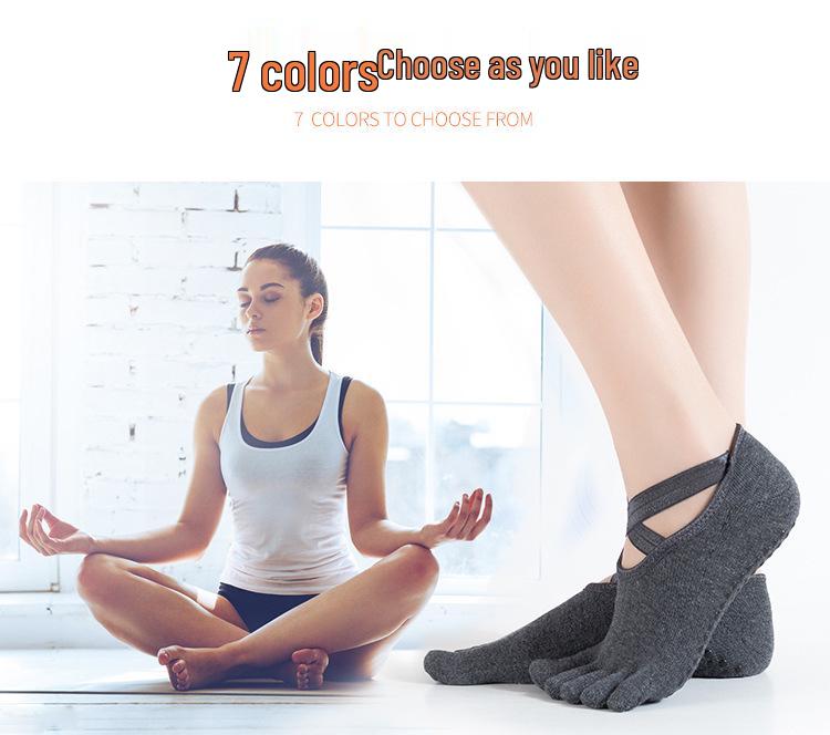 Ballet Style Non-slip Gel Yoga Socks, Cotton Five-Toe Sports Socks