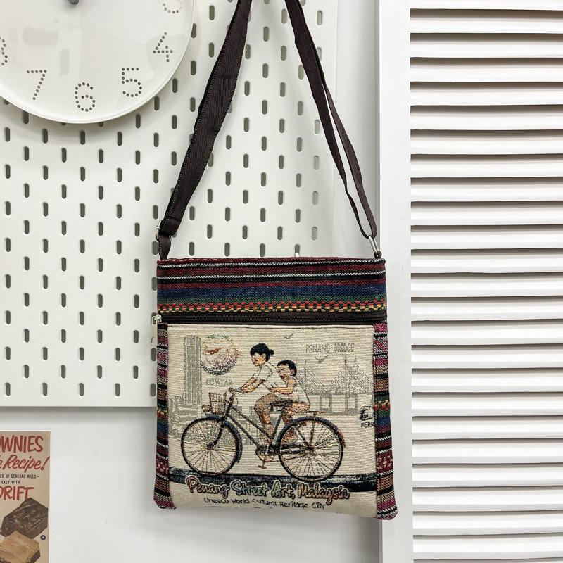 Ethnic Embroidered Cotton Mini Shoulder Bag With Multiple Compartments For Casual Outfits