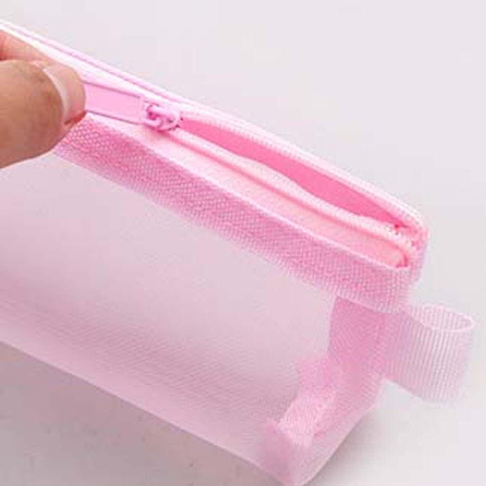 Candy Color Transparent Pencile Bag Simple Mini Mesh Storage Bag Clear Mesh Makeup Bag Outdoor