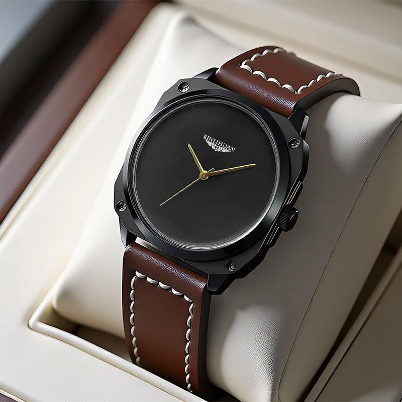 Мужские часы JYL Повседневные Водонепроницаемые Модные Кожаный ремешок [Men s Brown Leather] цветные пузыри