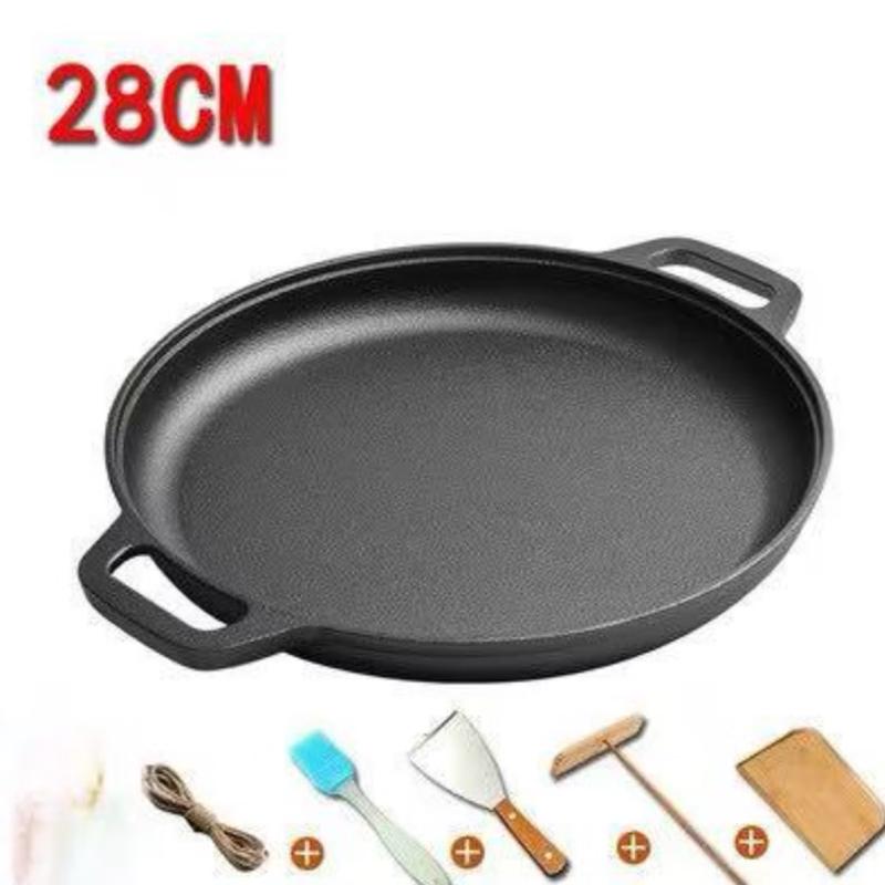 ZISIZ 28cm Cast Iron Flat Pan