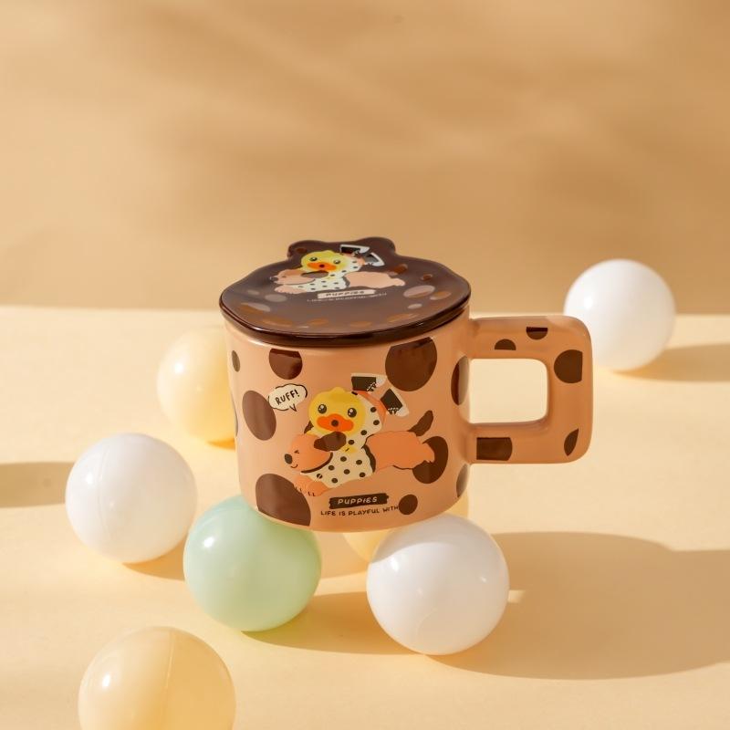 Geburtstagsgeschenk Kleine Gelbe Enten Tasse Haushalts Trinkbecher Hoch Aussehende Mädchen Büro Abgedeckte Keramiktasse 350ML