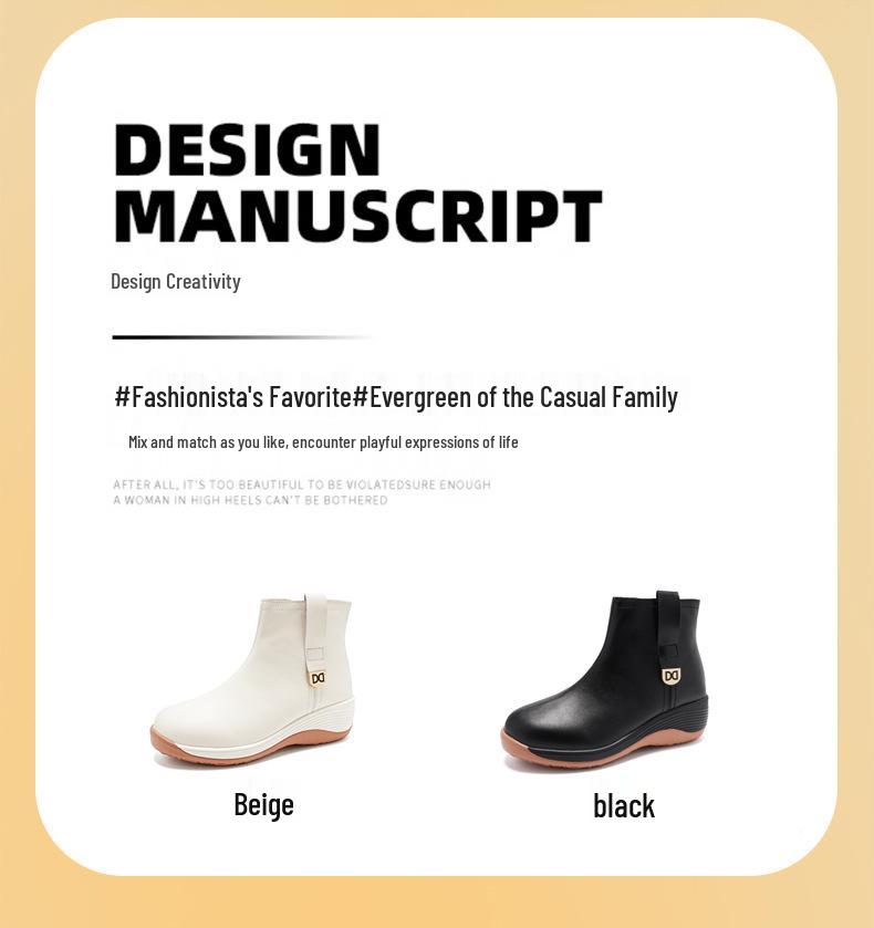 2025 Spring Soft-Soled Wedge Heel Mom Shoes: Thick-Soled, Flat Casual Boots for Height Increase