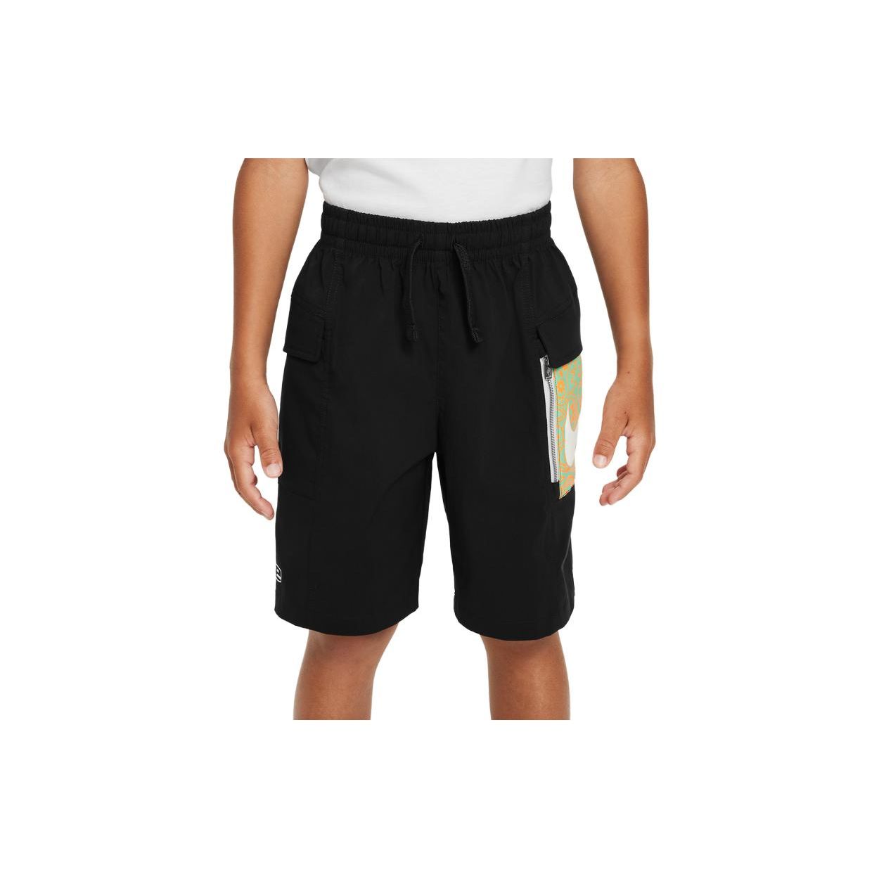 

Nike Kids Color Block Multi-Pocket Drawstring Casual Cargo Shorts Kids shorts Black FV5792-010 XS