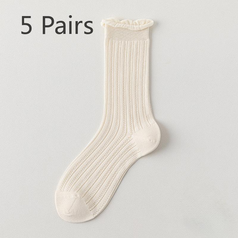 

5 пар весенних и летних носков, женская серия Candy Color, сетчатые, дышащие, впитывающие пот, средней длины, тонкие хлопковые носки без косточек 5 pairs телесный