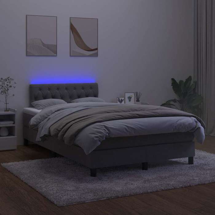 Maison Exclusive - Lattenrost-Bettgestell mit LED-Matratze Dunkelgrau 120x190 cm