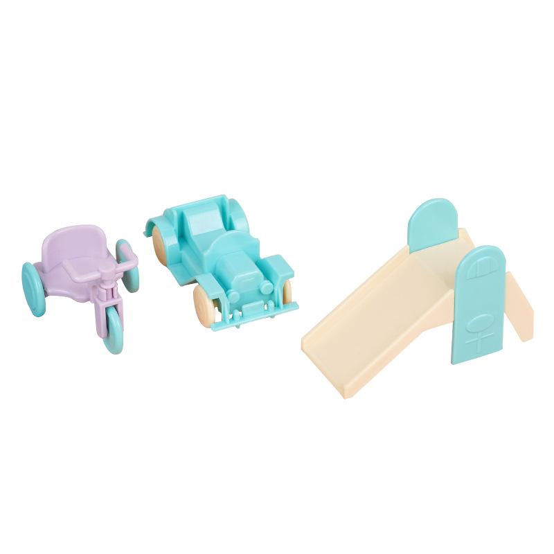 Simulace Mini Dětský Hrací Domeček Hračka Kolo Tříkolka Klouzačka Model Auta Ozdoba Domečku pro Panenky Hračka