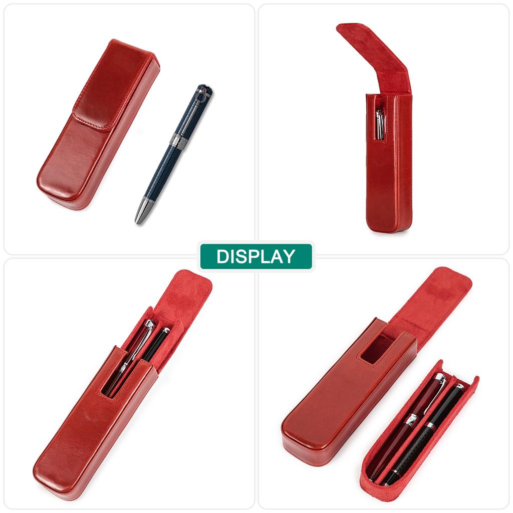 Luxuriöses Echtes Leder Füllfederhalter Etui Damen Herren 2 Fächer Stift Reise Aufbewahrungsbox Büro Schule College Stift Bleistift Schreibwaren