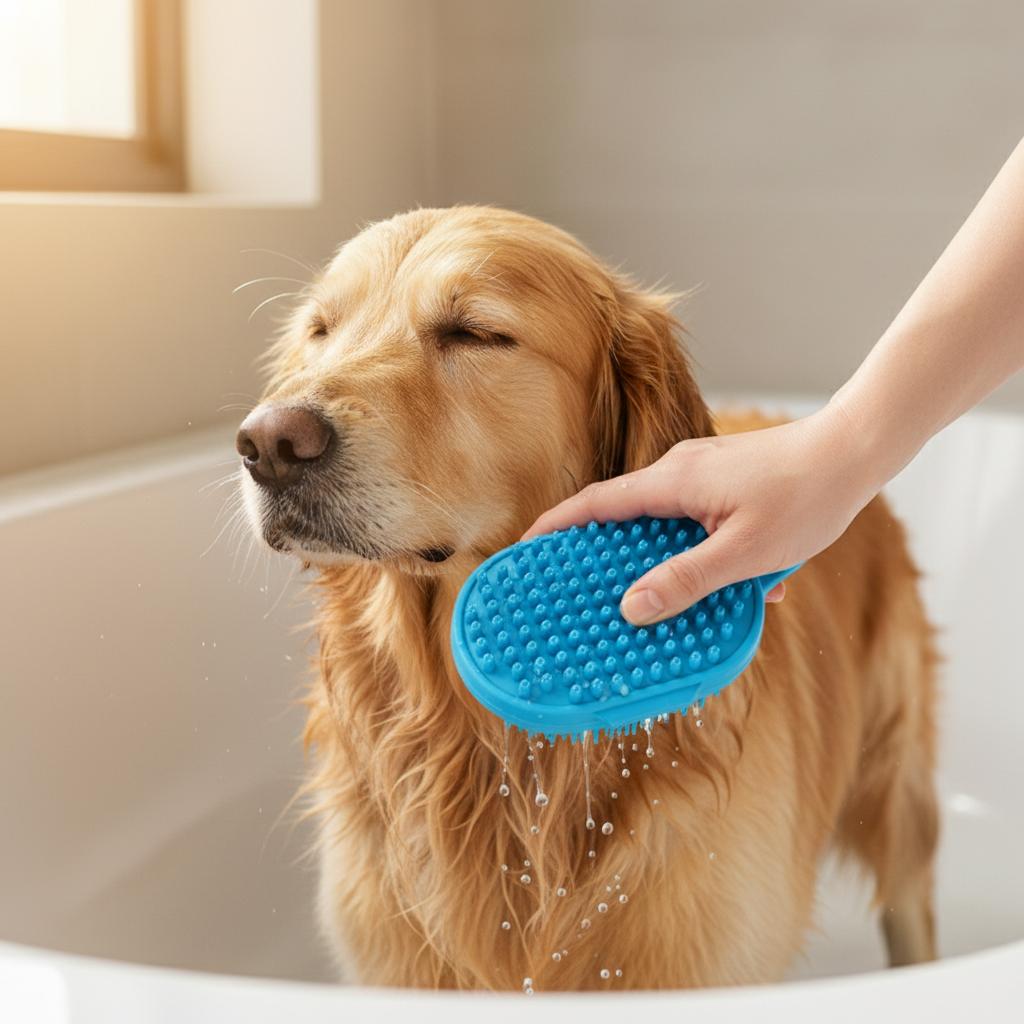 Silicone Pet Bath Brush for Wet Wash and Dry Grooming Massage Nubs Multi Purpose Cleaning Tool for Cats and Dogs