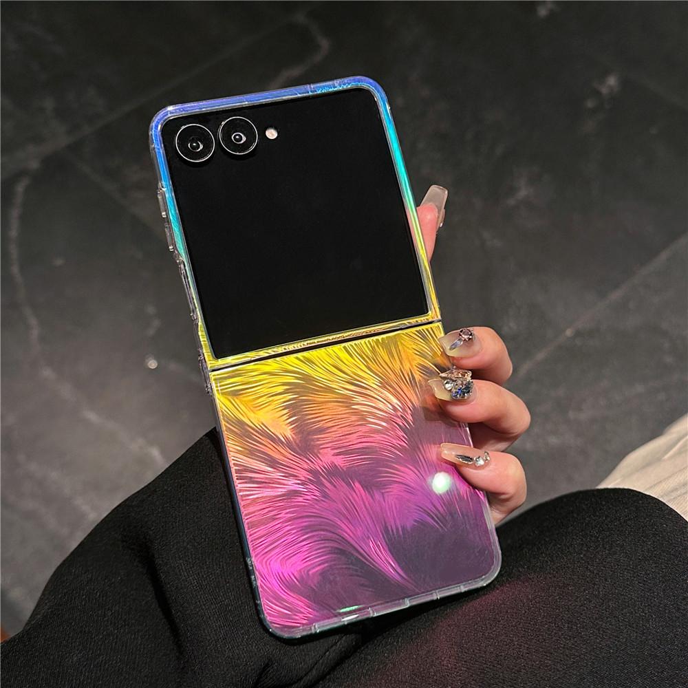 Applicable To Samsung Zflip7 Mobile Phone Case Zflip 5th Generation Folding Screen Flip Zflip6 Laser Gradual Change Magnetic Case