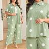 Plus Size Polka Dot Print Loose Shirt & Straight Casual Pants Set