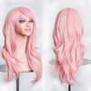 Soowee 70cm Lange Synthetische Perücken Rosa Lila Cosplay-Perücke Gewellt Halloween-Kostümhaar Kunsthaar für Damen