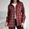 Women's Long Sleeve Shirt Retro Versatile Plaid Pocket Casual Shirt