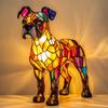 Corgi Lamp Stained Glass, Dog and Cat Series Art Night Light, Basset Hound Gifts, Stained Glass Cat Lamp, Vintage Animal Night Light for Home Decor