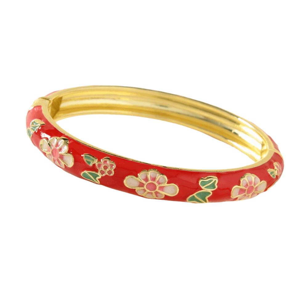 Elegant Enamel Bracelet Colorful Alloy Cloisonne Bangle Ethnic Floral Motifs Vintage Dropped Glaze Bracelet Party Jewelry