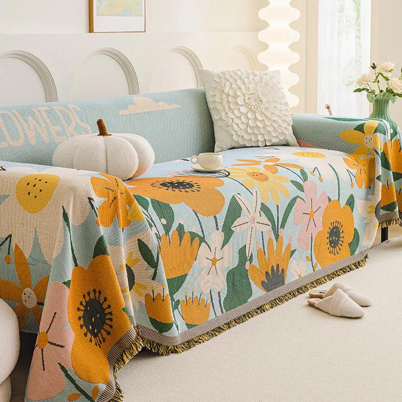 Universal Sofa Cover Polyester-cotton Blended Durable Sofa Blanket Soft Couch Chair Cover Futon Slipcover Furniture Protector