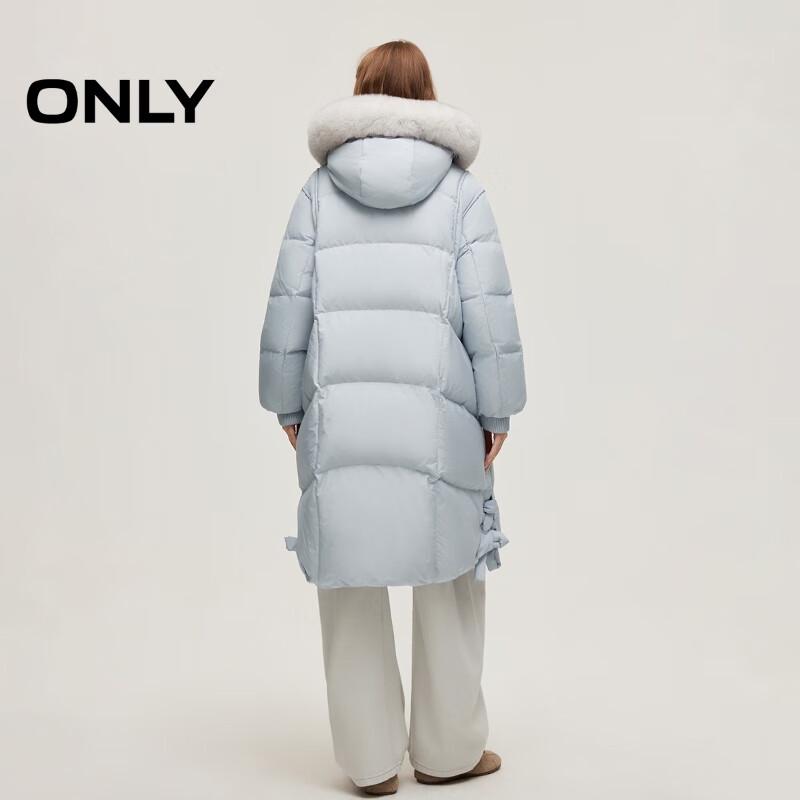 ONLY Women's 2025 Winter 90% White Goose Down Mid-Length Hooded Puffer Coat