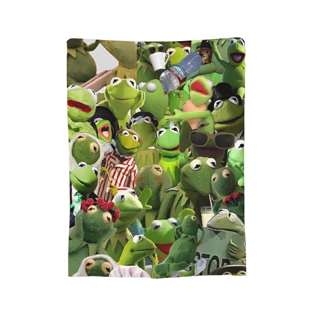 Cute Kermit The Frog Blankets Flannel Soft Throw Blankets for Car Sofa Couch Bedspread