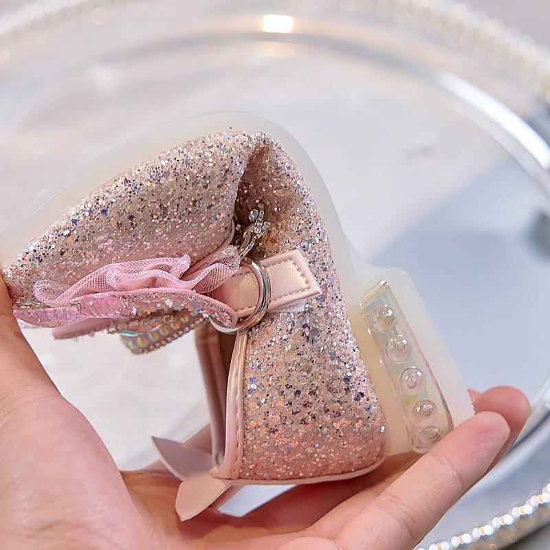 Nuove Scarpe Principessa Coda di Sirena di Cristallo 2025 per Bambine con Suola Morbida e Tacco Alto, Perfette per Abiti da Sera