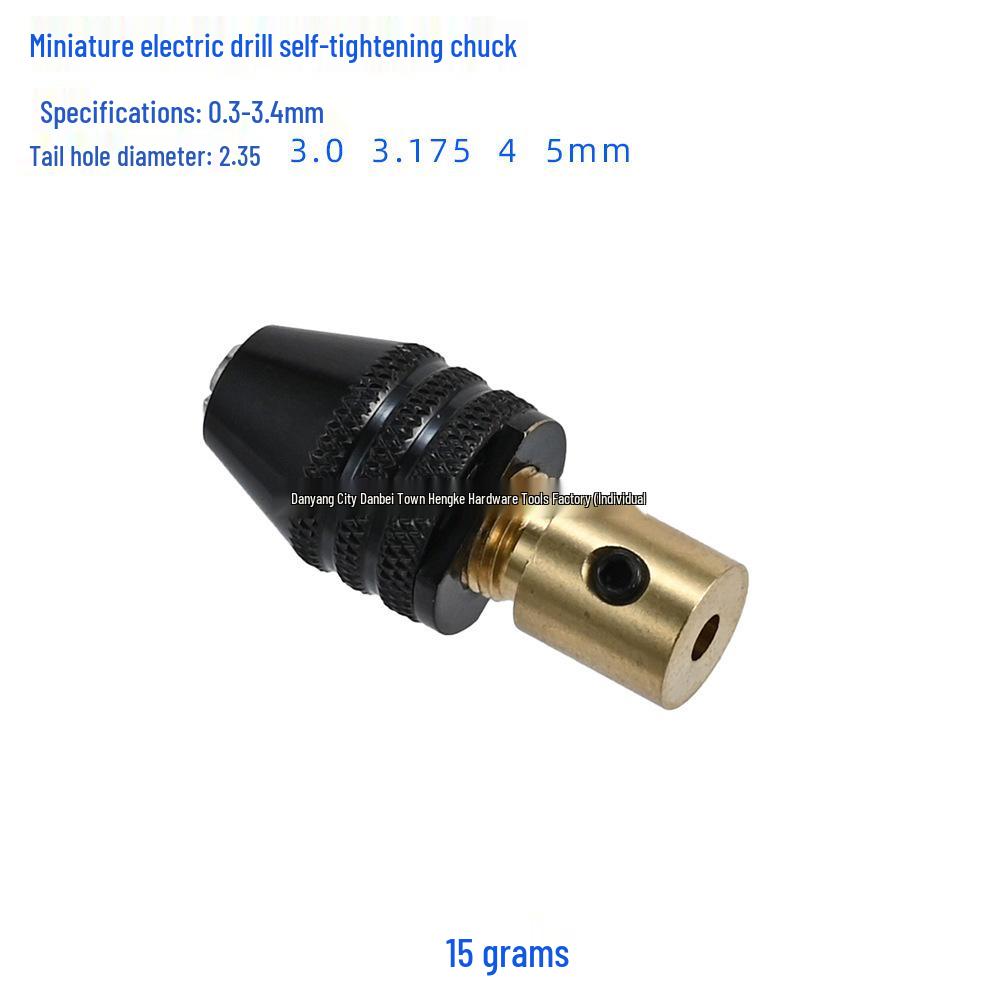 Compact Self-Tightening Drill Chuck, Brass, 2.35/3.175mm Shaft, DIY 0.3-3.2mm