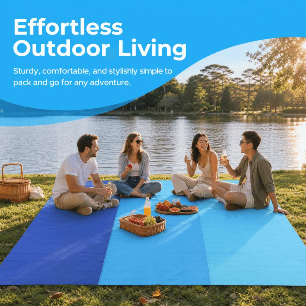 Blue Beach Blanket Sandproof Waterproof Camping Blanket Lightweight Outdoor Mat  Outdoor Gatherings