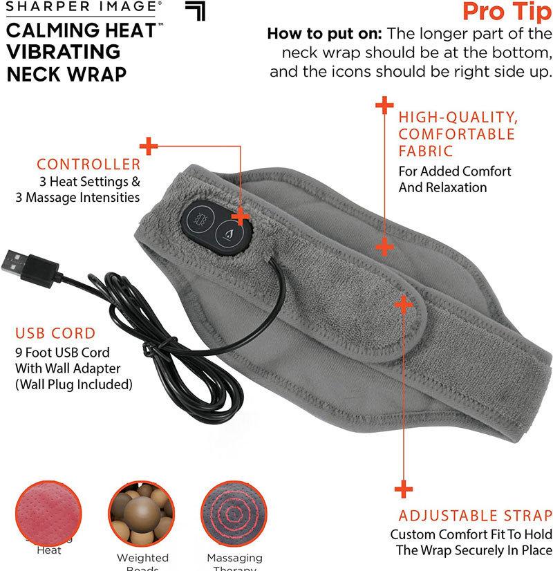 New Hot Sell Portable Heat Massaging Neck Wrap Memory Foam Electrically Heated Massage Neck Heat Therapy Massage Pillow