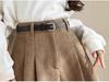 Women's High Waist Khaki Corduroy A-Line Pleated Skort for Autumn/Winter