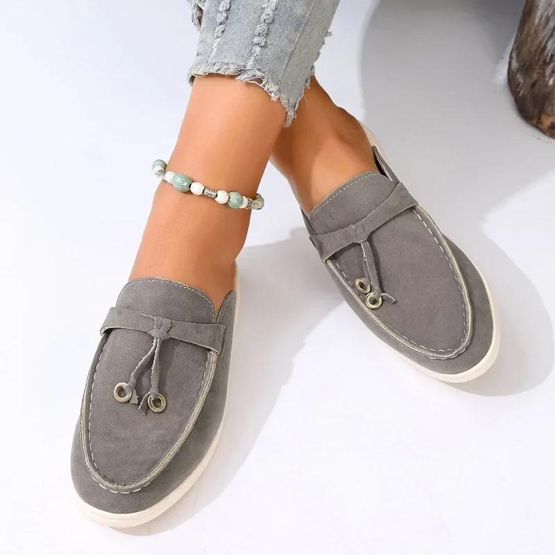 Fashion 2024 Hot Sale Shoes for Female Slingbacks Women's Slippers Autumn Closed Toe Solid Casual Flat Large Size Office Ladies Shoes