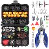 263pcs Portable Fishing Tool Box Including Plier Jig Hooks Sinker Weight Swivels Snaps Sinker Slides Fishing Accessories Set