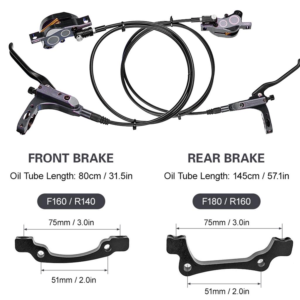 4 Piston  Hydraulic Bike Disc Brake Aluminum Front and Rear Caliper Bicycle Brakes for Road Bike Mountain Bike