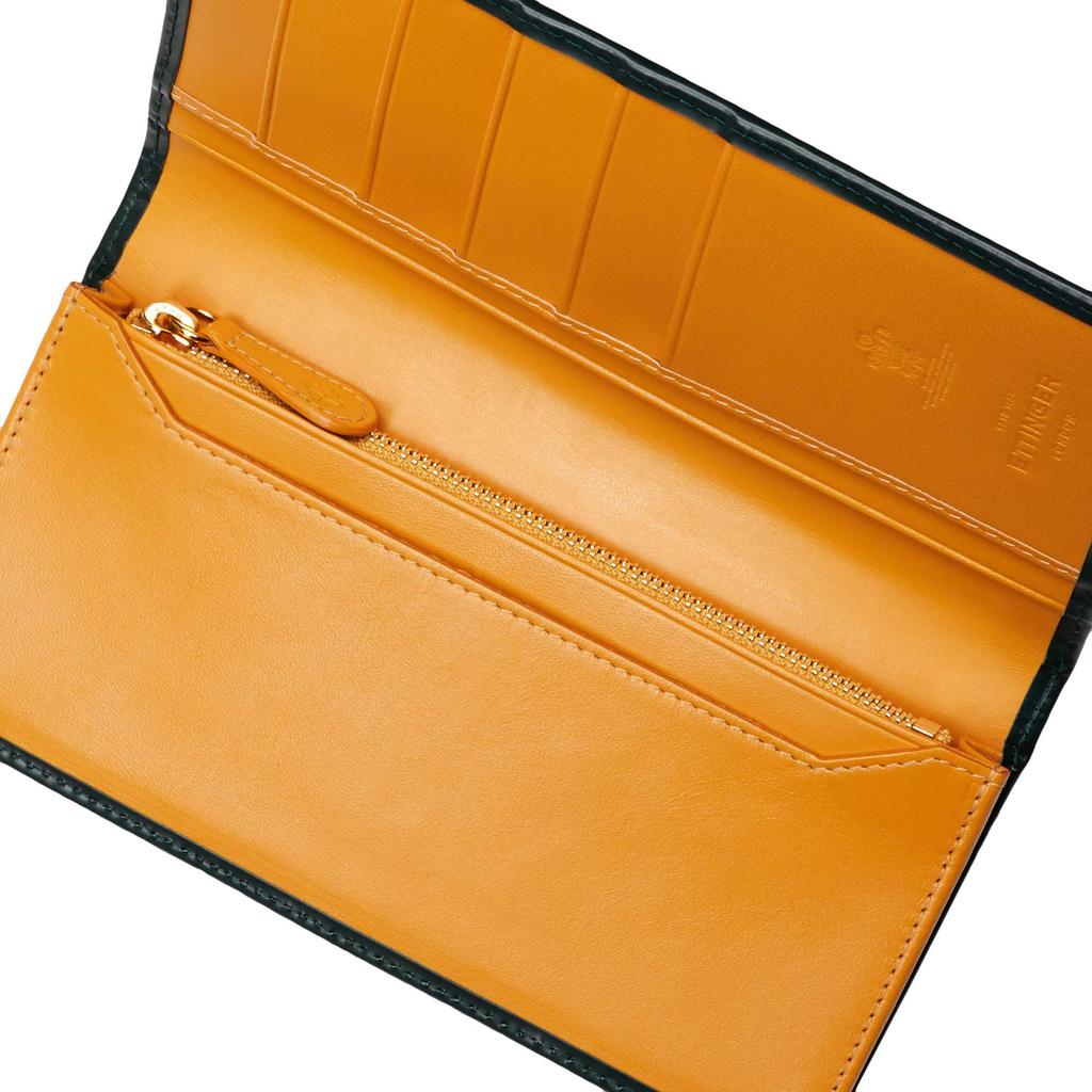 Ettinger BH2112 Slim Long Wallet with Zippered Coin Officially Imported Pocket, Green,