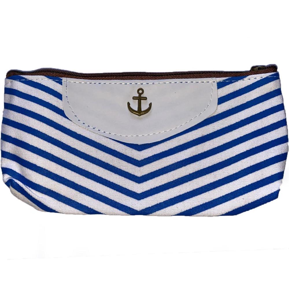 

Cosmé Chic - Косметичка в чернильную полоску - Белый фон + Синяя полоска -