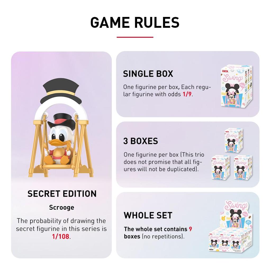 POP MART Disney Swing Series Box 9 Pop Mart Gacha Gacha Blind Box Figurka Plastikový model Prémiová hračka PVC Měkký vinyl Originální postava Dárek k narozeninám