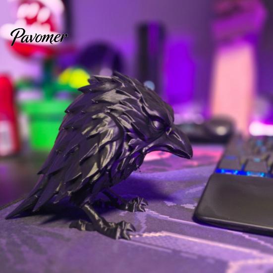 Small Bird Statues for Shelf 3D Printed Crow Ornament, Realistic Gothic Black Raven Unique Holiday Gifts Friends Figurine, Halloween Theme Bookshelf