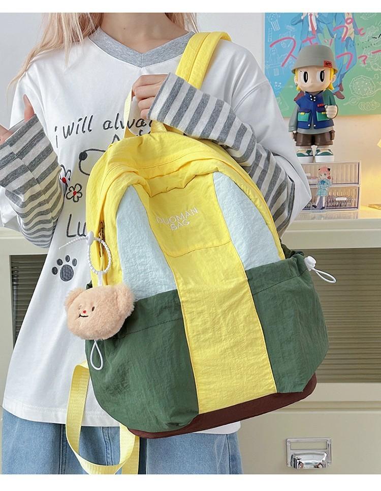 Nylon Student Backpack With Breathable Design And Letter Pattern For Daily Use
